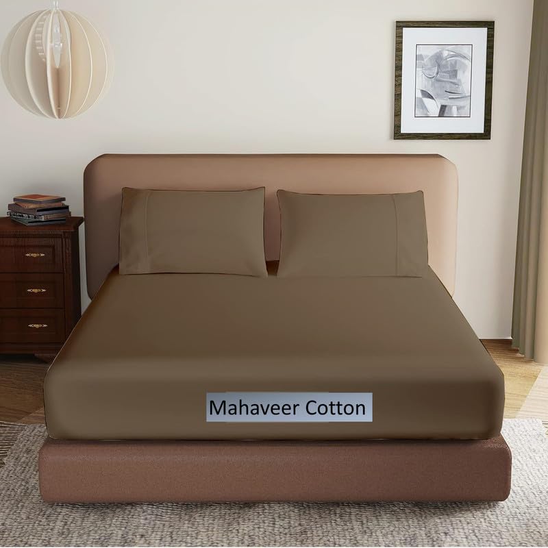 Mahaveer Cotton Premium Microfiber All Round Elastic Fitted Bedsheet with 2 Standard Pillow Covers | Wrinkel Free Bed Cover 8"-10" Deep Pocket Queen 78X60 Inch / 6.5X5 Feet_Taupe (B0CYLZJCD2) Amazon Price History, Amazon Price Tracker