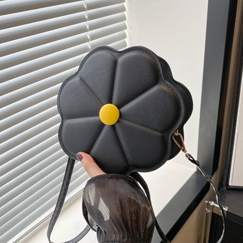 Trendy Flower Shaped PU Leather Crossbody Bag with Adjustable Strap Shoulder Purse Satchel for Women and Girls4