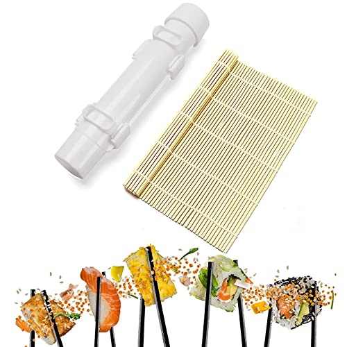 Homefantasy Bambus Sushi Rollen,Sushi Maker,Sushi Set,Sushi Maker Set for Beginners,8 Shapes Sushi Making Kit Complete,Sushi Matte,für Küchen japanische Restaurants Sushi-Liebhaber Cover