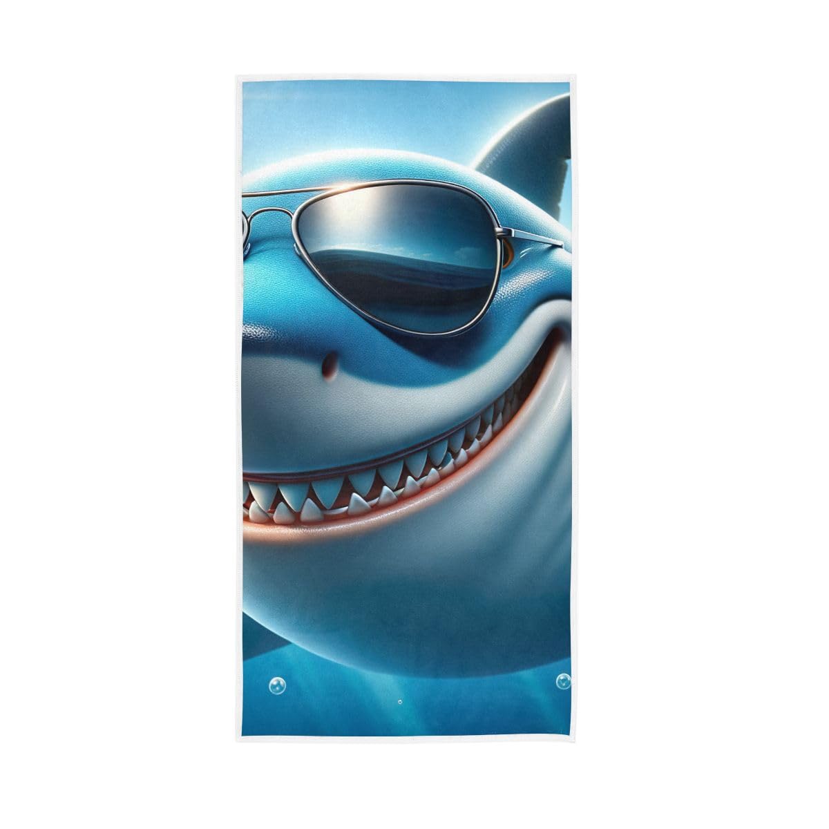 HUYGD Smiling Shark with Sunglasses Hand Towels, Hand Towels and Washcloths for Bathroom 15 x 30 Inches