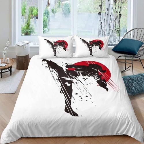 Funda Nordica Cama 90 Taekwondo Ropa de Cama Taekwondo Microfibra Suav Funda Edredon 150x200, Funda Nórdica Japón y 2 Funda de Almohada 50x80 cm, e2919
