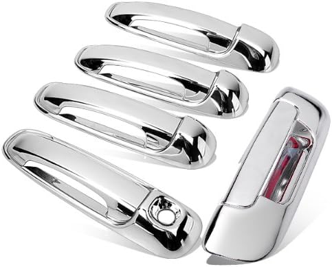 Chrome Side Door Handle and Rear Tailgate Add-on Cover Trims Compatible with Dodge Ram 1500 2500 3500 2003-2008