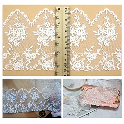 Suiglory Lace Trim Ribbon, Wide Embroidery Floral Sewing Lace Trim For Diy Craft Sewing, Wedding/Bridal Decoration, Home Decoration, Packaging, 5 Yards (White) #TOP6