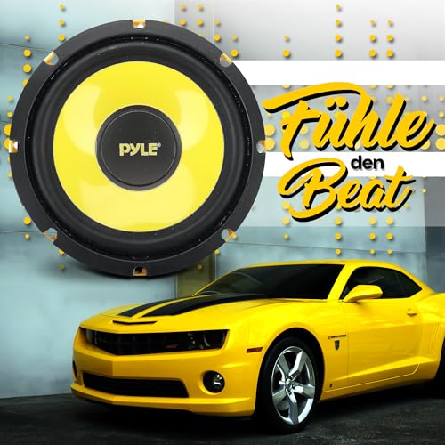 Pyle 8\ (203 mm) Lautsprecher – 400W 4 Ohm Auto Subwoofer Komponent Bass Woofer – Klarer Sound, Gelber Poly-Konus, Midbass Upgrade für Auto-Musikanlage, Einfache Montage