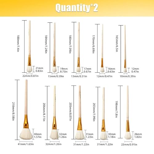 20Pcs Assorted Size Gilding Brush Set, Goat Hair Painting Brush Pen Gold Leaf Sweeper Metallic Foil Flakes Paint Brush Tool For Gold Foil Gold Leaf Sheets Art Crafts Supplies Painting Jewelry Making #TOP6