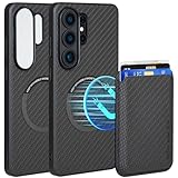 Designed for Samsung S26 Ultra Case with Card Holder, Fit for MagSafe & Magnet, Compatible Knitted Business Design with Anti-Slip TPU Frame & Shock Absorption Protection，Black