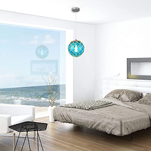 Blue Pendant Light Coastal Pendant Light Nautical Pendant Lighting Beach House Lighting Fixtures Ocean Lighting Fixture Coastal Hanging Light Fixtures Fish Float Glass Ball Lighting(Bulb Incl. - Image 2