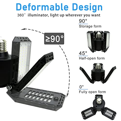 Qiyuanls Garage Light Led Garage Light 80W Led Garage Ceiling Lights With 3 Adjustable Panels Garage Lights Ceiling Led, E26/E27 Led Shop Lights For Garage, Workshop, Basement, Barn, Attic #TOP1