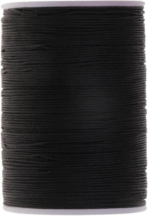 misppro 1 Spool 130 Meters 0.5mm Round Waxed Thread Leather Hand Sewing Stiching Cord - Black