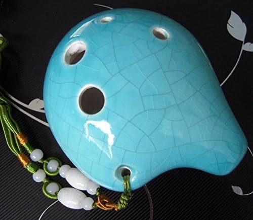 Harmony Alto C 6 Holes Ceramic Ocarina - Easy to Learn, Good for Beginner & Great Gift! Linn's Arts! (Jade Crackle)