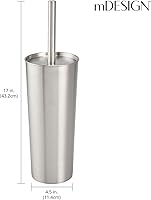 Vista 4 de mDesign Juego de escobillas de inodoro de metal delgado, moderno soporte independiente para baño, práctico con acabado resistente al óxido