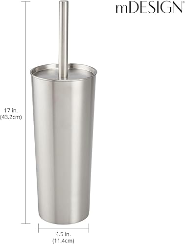 Miniatura 4 de mDesign Juego de escobillas de inodoro de metal delgado, moderno soporte independiente para baño, práctico con acabado resistente al óxido, color