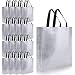 16pcs Glossy Reusable Grocery Shopping Bag, Non-woven Tote Bag with Handle, Stylish Foldable Present Bag Gift Bag, Larger Goodies Bag Promotional Bag for Birthday Party Wedding (Silver)