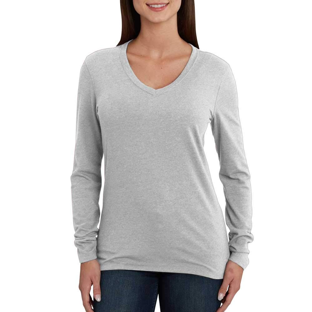 Carhartt Women's Lockhartt Long Sleeve V-Neck T-shrt, Heather Gray, M