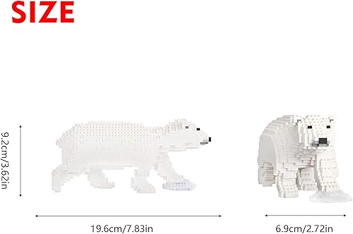 Miniatura 2 de Larcele Conjunto de animales de micro bloques de construcción, mini ladrillos de juguete de construcción 3D, 1077 piezas KLJM-07 (oso polar)