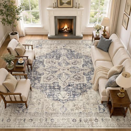 Tortania 10x12 Cream/Blue Medallion Rug