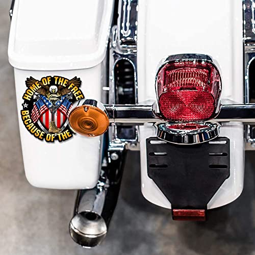 Image of Skull Society Home of The Free, Because of The Brave - 7 inch Patriotic All Weather Decal Sticker for Cars, Trucks, Motorcycles & Laptops - Sticks to All Flat Surfaces Including Car Windows (2-Pack)