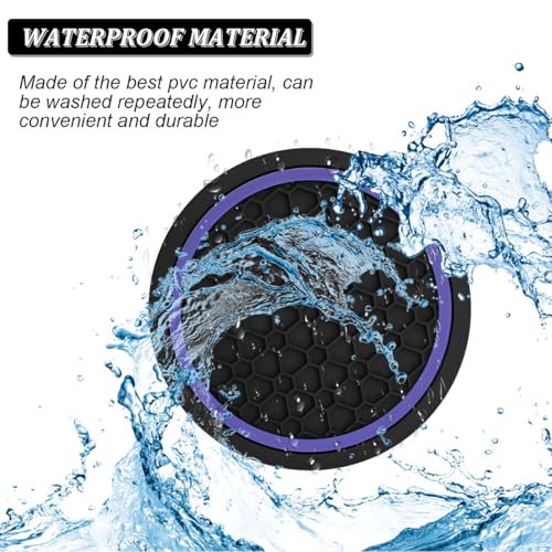 Image of Mandark 2PCS Car Cup Holder Coasters, 2.75 Inch Non-Slip Insert Water Bottle Holder Pads, Dustproof Automotive Interior Accessories Mat, Universal for Vehicles, Trucks, RVs and More(Black /Purple)