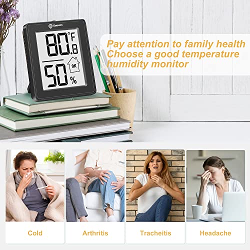 Geevon Digital Hygrometer, 3 Pack Indoor Thermometer Room Humidity Gauge With Battery,Digital Temperature Gauge Humidity Meter Indicator For Home, Office, Greenhouse, Mini Hygrometer,Black #TOP5