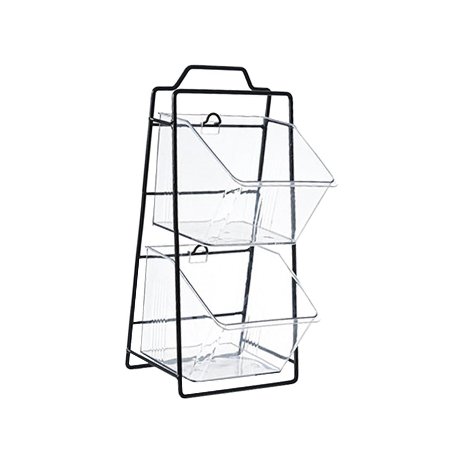 PIXZCSA Effortlessly Accessible Heavy Duty Sundries Organizer Box Transforms Kitchen Organization Game With Strong And Sleek Profile Cabinet Storage Basket, 2 grids