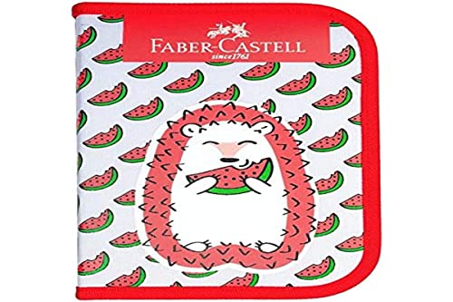 Estojo de Nylon com Kit Escolar, Faber-Castell, Porco Espinho,18.2220VM,Multicor, Vermelho