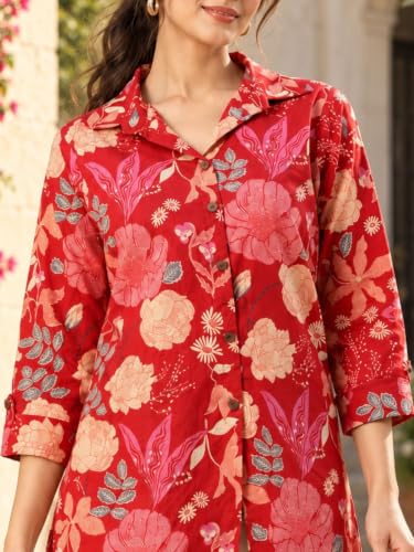 feranoid Versatile Collared Shirt for Women (Red, S-3XL) - Image 4