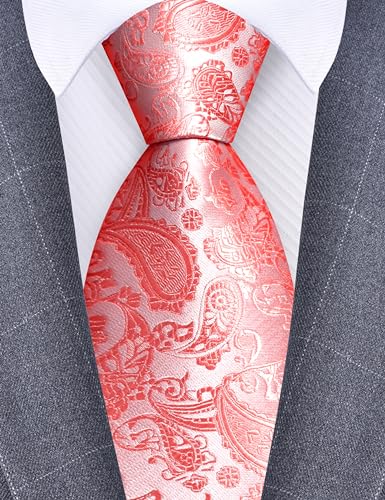 Image of GUSLESON 3.15 inch(8cm) Fashion Paisley Ties Mens Woven Jacquard Necktie for Wedding