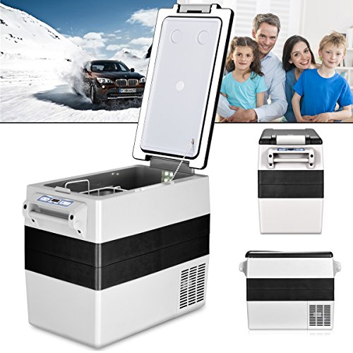 Image of HOMGX 54 Quart (52L) Portable Freezer from-4F to 50F, Adjustable Temperature Display, DC 12 /24V, Vehicle Electric Fridge Cooler for Car and Home Travel, RV, Boat, Outdoor Camping, White