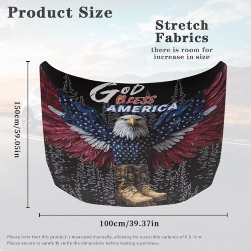 Image of Car Hood Cover Elastic Polyester Car Hood Protector Auto Flag Veterans Day Decorations Auto Exterior Accessories for Compact Sedans SUV Pickup Trucks (American Flag Eagle Design)