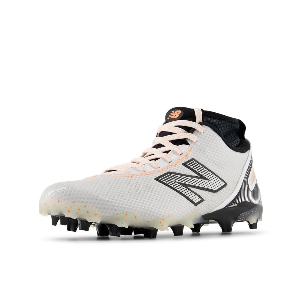 New Balance Men's Freezelx V5 Lacrosse Shoes, White/Black/Hot Mango, 15