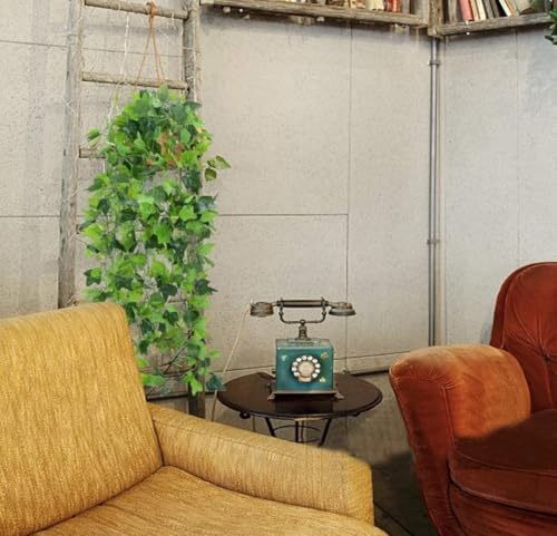 Image of Artificial Vines Fake Greenery Garland Willow Leaves Faux Hanging Plants Trailing Weeping Ivy Drooping Hanging Vines Faux Plants Realistic Home Office Christmas Holiday Decor (1, Design4)