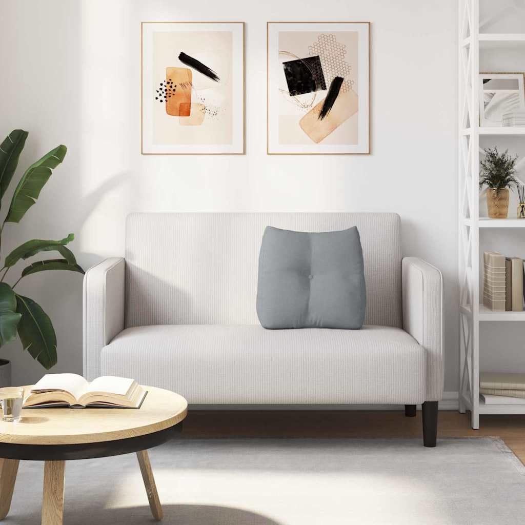 Cojín de respaldo gris claro, 45 x 24 x 50 cm, tejido aterciopelado, cojín ergonómico en cuña con fijación de botones y funda extraíble para cama, sofá, salón y oficina en casa