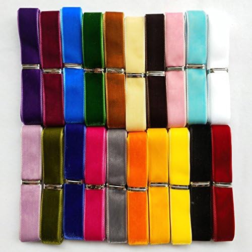 Chenkou Craft 20 Yards 5/8" Velvet Ribbon Total 20 Colors Assorted Lots Bulk, Multicolor - Image 4