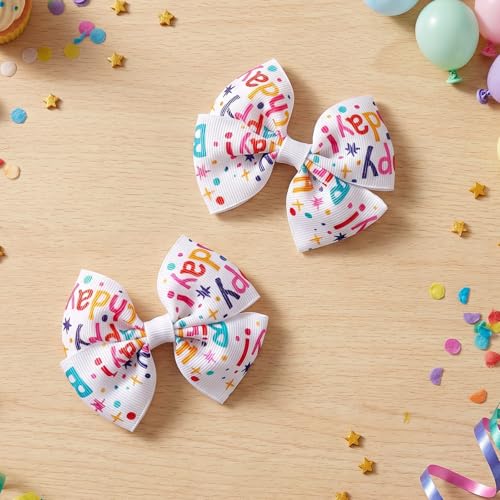 2 pzas Clips para el cabello de moño colorido para cumpleaños miniatura 4