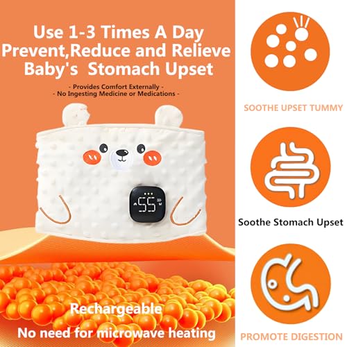 Image of New Generation Baby Colic and Gas Relief - Baby Heating /Vibrating Tummy Wrap,Slight Vibration And Gentle Heat Relief of Upset Stomach And Helps Baby Fall Asleep