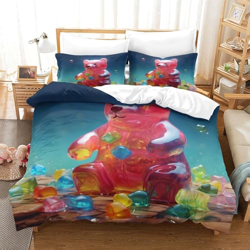 Housse de couette oursons gélifiés douce microfibre résistante parure de lit - 3