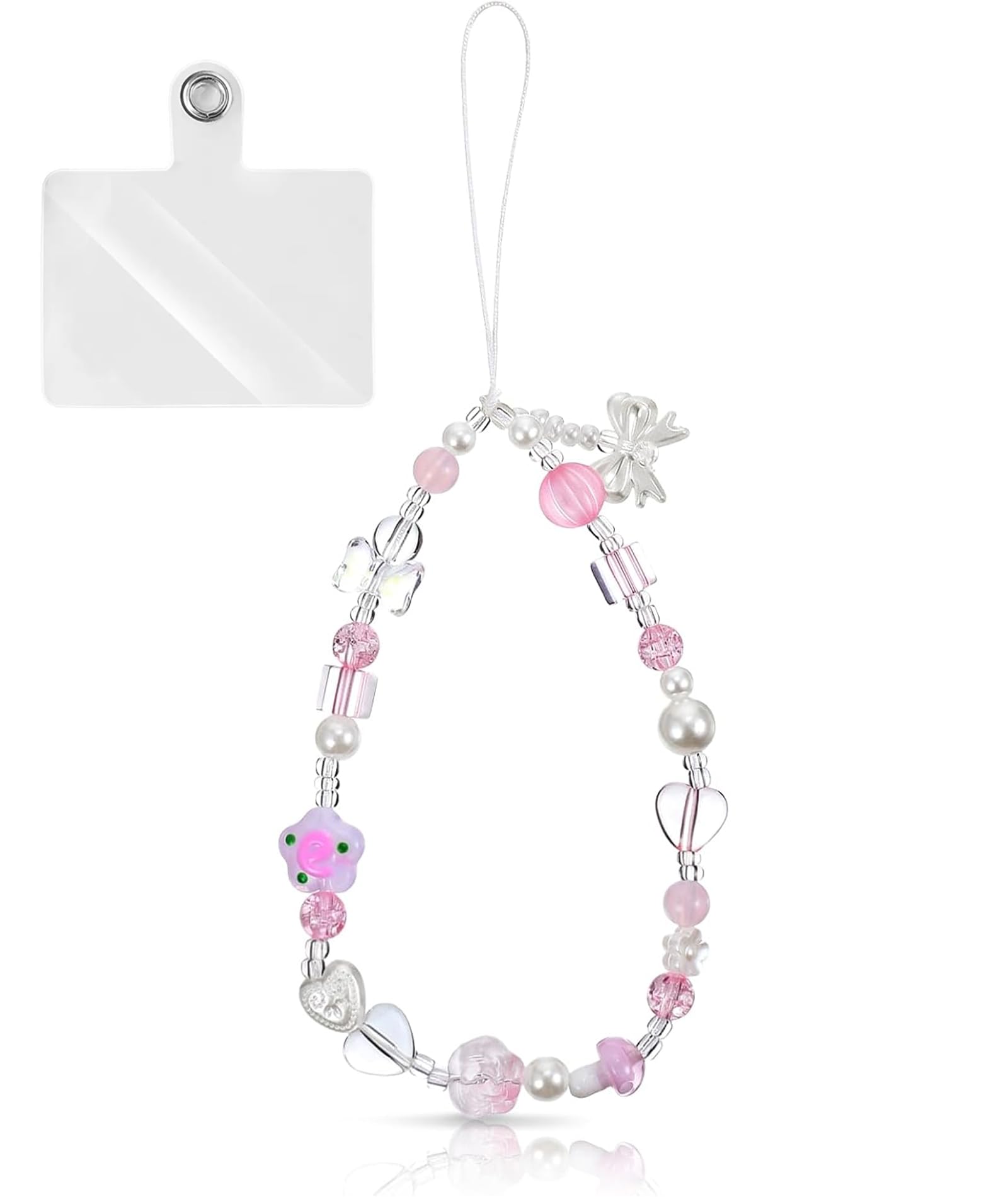 2 PCS Mobile Phone Charms Hanging, Pink Phone Charms for Girls, Fashionable Mobile Chain Holder with Card Storage, Cute Phone Charms for Stylish Accessories,Including a chain and a gasket-image-40