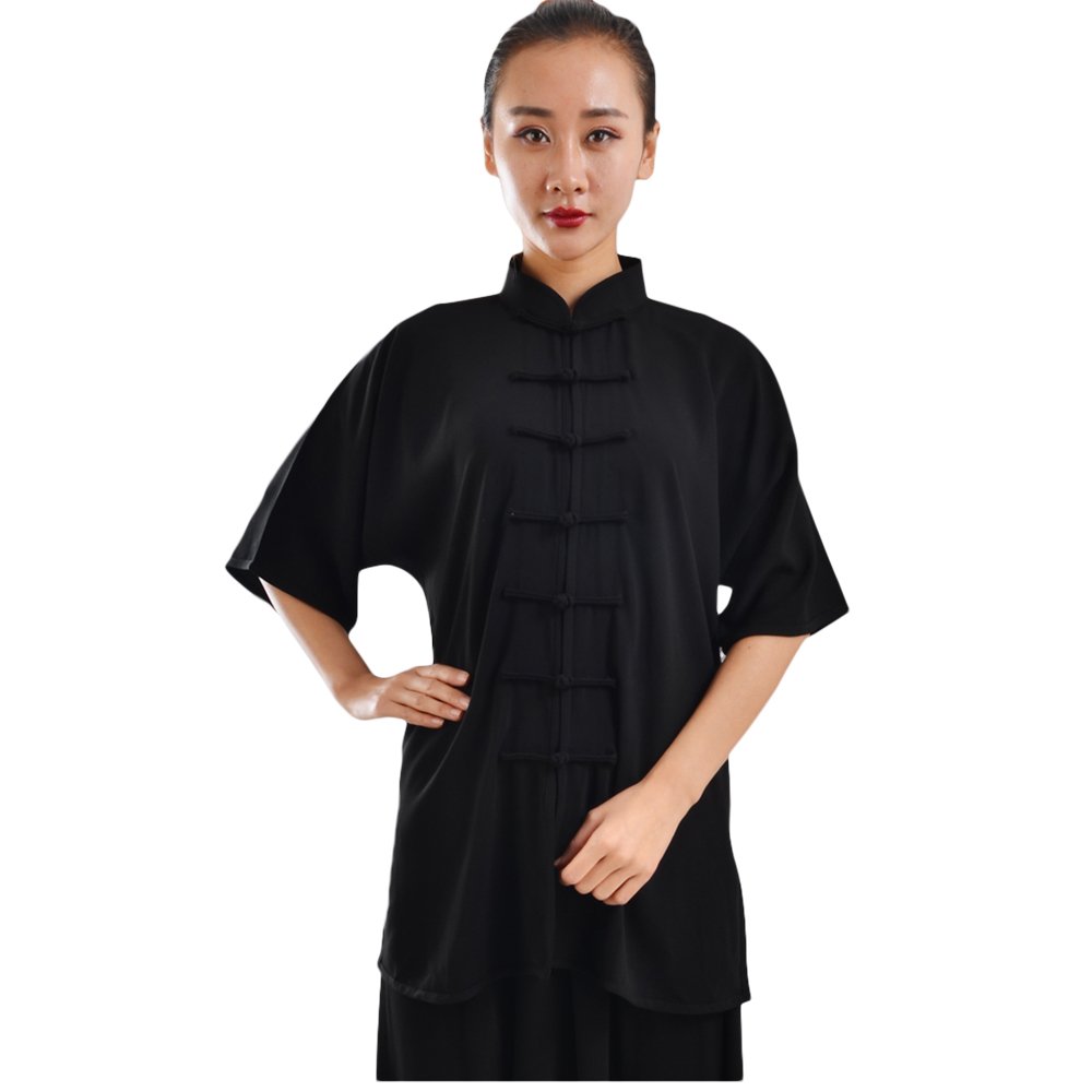 ZooBoo Unisex Cotton Blend Short Sleeves Tai Chi Suit Morning Exercise Uniform Kung Fu Clothing