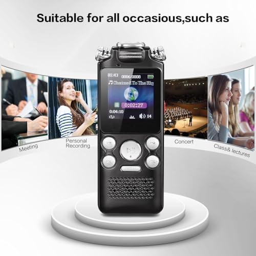 Image of Professional Digital Audio Recorder- Voice Activated with 3 Microphones| HD Noise Reduction |128GB Memory | Long Battery Life | Multi Language Support for Lectures, Meetings, and Interviews