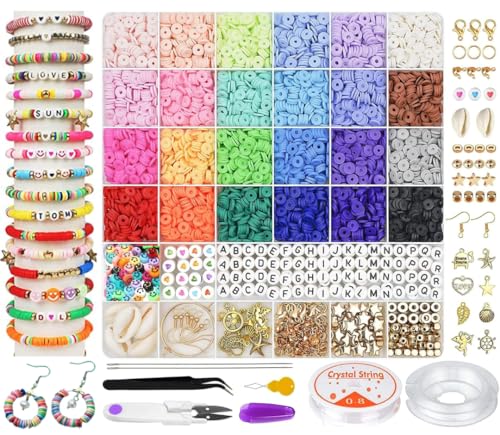 Bracelet Making Kit with 6000+ Pcs for Jewelry making DIY Bead Set Polymer Clay beads for Teens Girls Crafts for Girls DIY Arts and Crafts Gifts for Girls