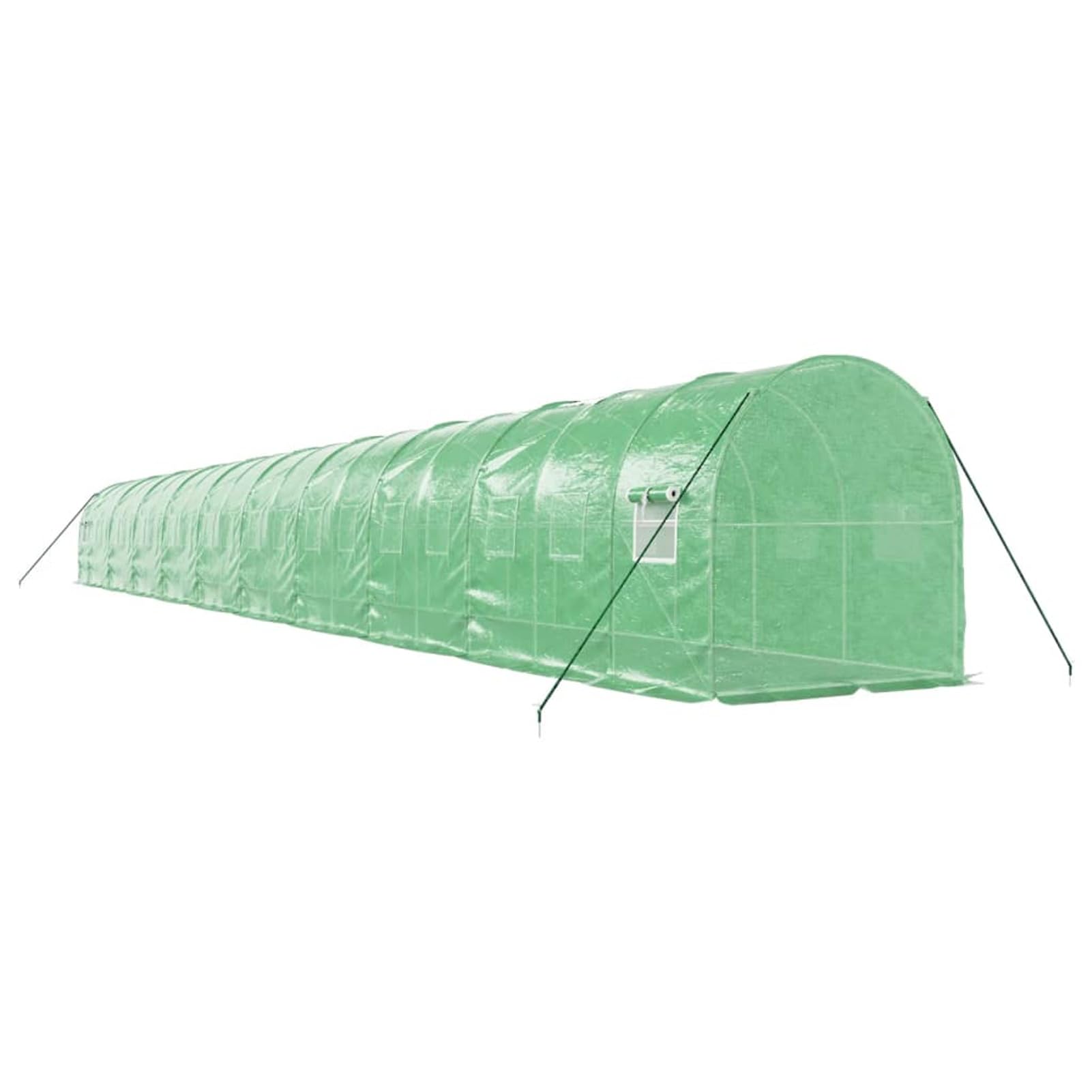 Tunelowa szklarnia ogrodowa, szklarnia ogrodowa z oknami do zielonych roślin i owoców, szklarnia z zieloną stalową ramą, 40 m² 20 x 2 x 2 m