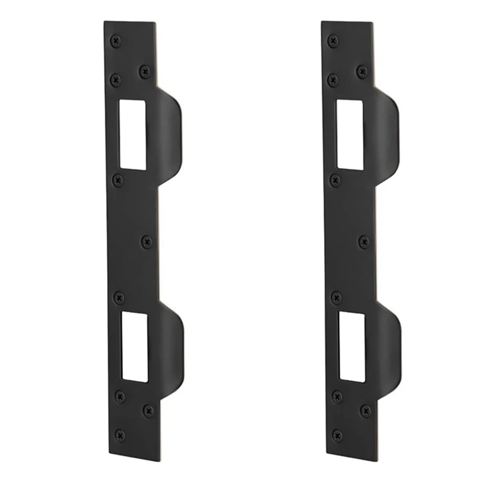 Lot de 8 gâches de porte à double trous, plaque de renfort robuste pour poignée de porte et pêne dormant (noir)
