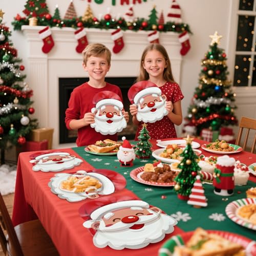 Christmas Plates, 60 Pcs Santa Paper Plates for Merry Christmas Decorations Xmas Winter Holiday Party Supplies – Image 5