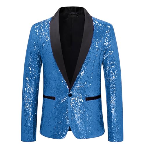 Mens Stylish Sequin Blazer Tuxedo One Button Jacket Party Prom Wedding Banquet Jacket for Mens Adult