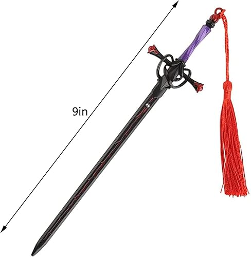 Miniatura 8 de Palillos para el cabello, estilo chino de cómics, espada, palillos para el cabello con borla, gema roja, accesorios para el cabello para mujeres y