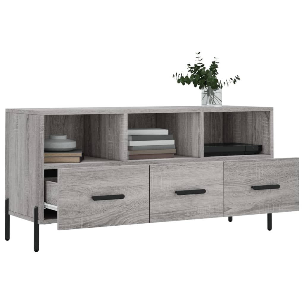 Drewnopochodna szafka pod TV z szufladami Szary 102x36x50 cm
