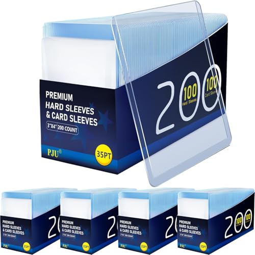 1000 Card Sleeves Hard Plastic 3x 4 Trading Card Holder Sports Cards Protectors for Top Baseball Game Sports Cards Cases (500 Hard Sleeve + 500 Soft Sleeves)