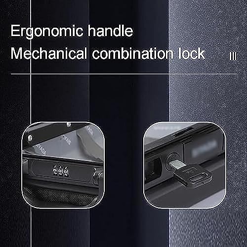 ABS Shoulder Password Box Vertical Portable Laptop Case Briefcase Document Case Medical Case Cash Suitcase（Color: Black）4