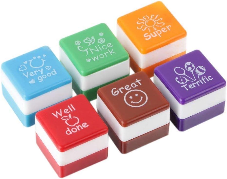 Kids Motivation Stamp Set | Self-Inking Reward Stamps for Teachers, School DIY, Scrapbooking | Fun Learning Tools (No Ink Pad Included)