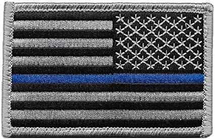 Reversed US Flag Thin Blue Line Patch for Police and Law Enforcement with Hook/Loop Backing